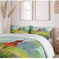 thumbnail image 6 of Ambesonne Landscape Duvet Cover Sets, Flower Scary Castle, 2-King, Red Green, 6 of 7