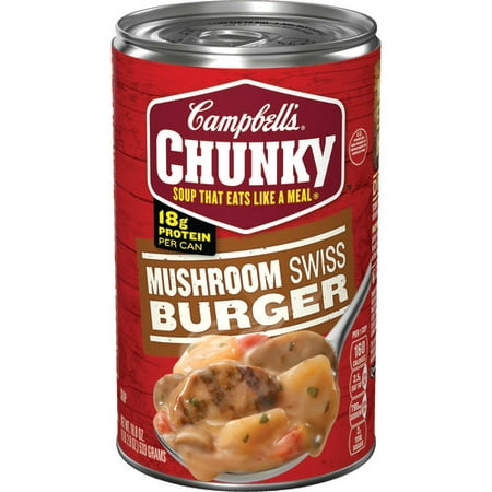 (4 Pack) Campbell's Chunky Mushroom Swiss Burger Soup, 18.8