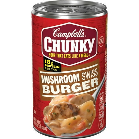 - (4 Pack) Campbell's Chunky Mushroom Swiss Burger Soup, 18.8 oz.