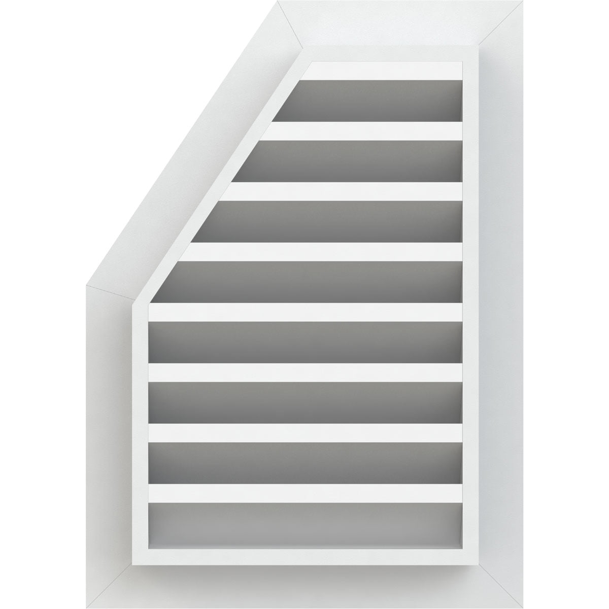 16"W x 34"H Half Octagon Top Right (21"W x 39"H Frame Size): Functional, PVC Gable Vent w/ 1" x 4" Flat Trim Frame