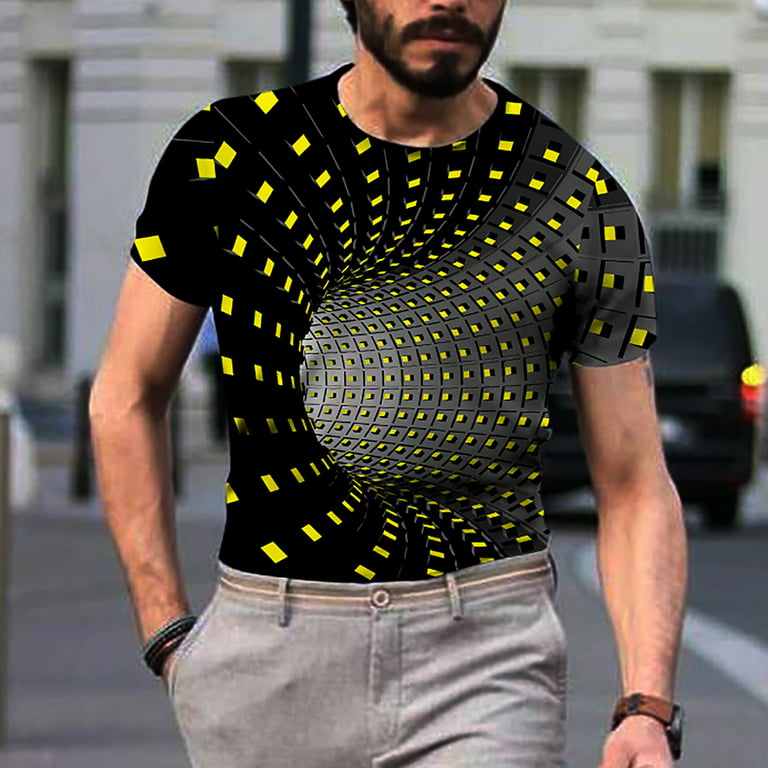 3D Optical Illusion Print T-Shirts for Men Spring Summer Funny