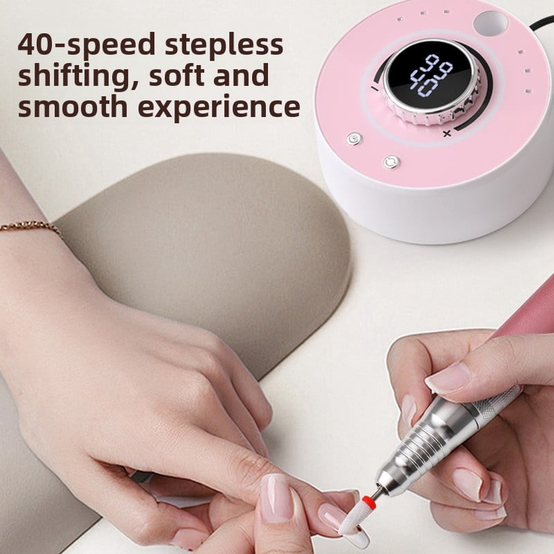 Rechargeable Electric Nail Drill - Portable Wireless Nail File Kit, with 6 drill bits, professional manicure and pedicure tool, suitable for removing acrylic gel, shaping and polishing at home.