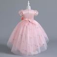 thumbnail image 5 of Girl Ruffle Tiered Tutu Gown Short Sleeve Embroidery Lace Princess Dresses with Big Bowknot Party Ball Tulle Pageant Gowns for Wedding, Birthday - 4-12T, 5 of 9