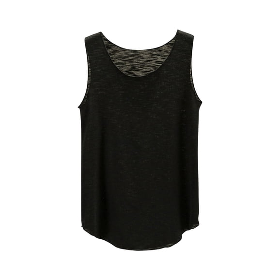 WMTBSRSW Women's Ruffle Hem Scoop Neck Tank Tops Soft Summer Sleeveless Basic Layer Tops for Daily Black X-Large