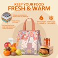 thumbnail image 5 of Pioneer Flower Floral Print Pattern Insulated Lunch Bag for Women & Adults,Large Portable Soft Cooler Lunch Bag,Thermal Food Storage Tote with Pearl Cotton,8.66L,8.75x5.75x9.5 Inch, 5 of 6