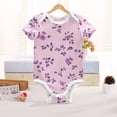 thumbnail image 6 of Purple Rosebuds Leaves Pure Cotton Bodysuit Short Sleeve Pajamas One-Piece Romper Unisex 9M, 6 of 6