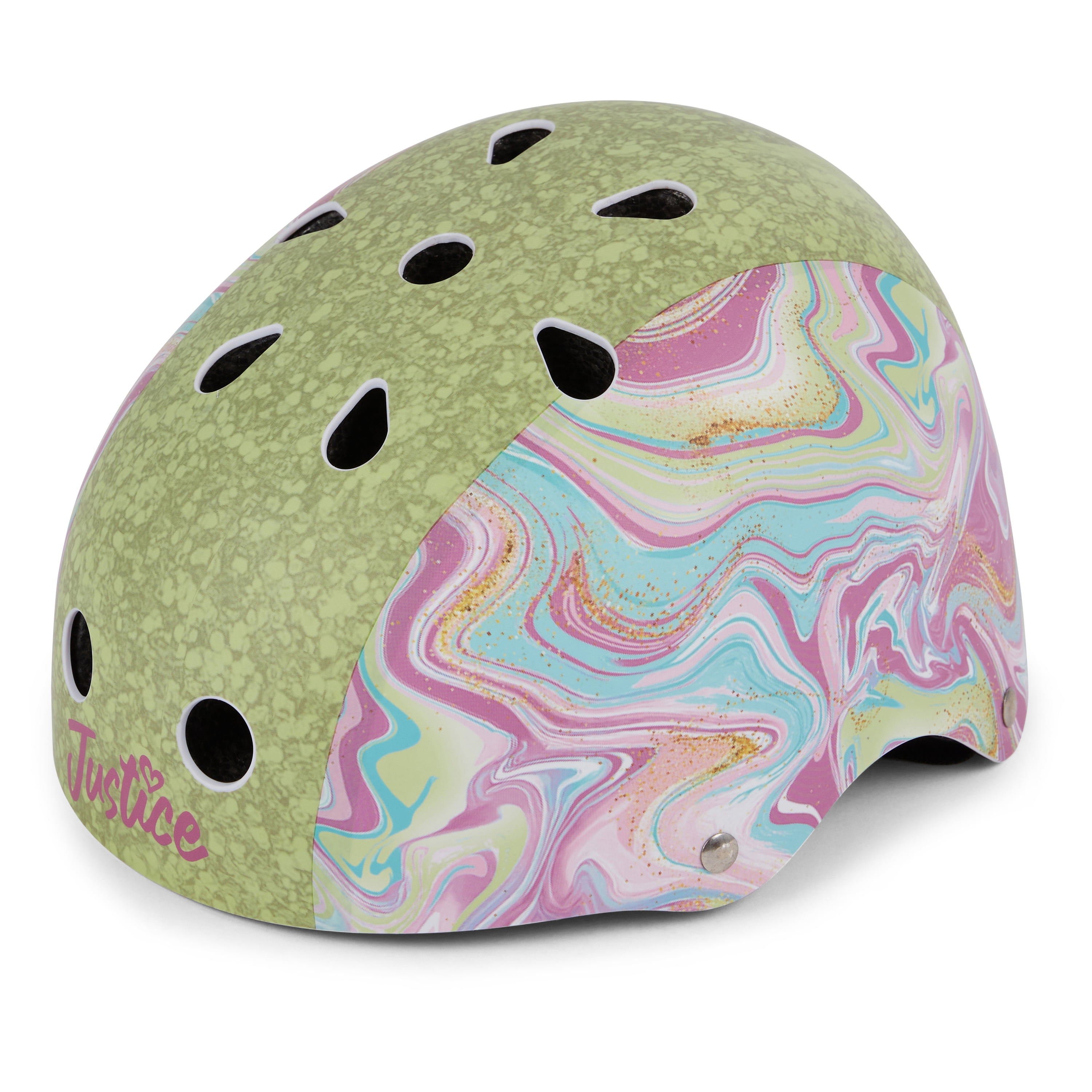 Justice Boardwalk Brights Cotton Candy Swirl Helmet with Chunky Glitter Design
