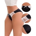 thumbnail image 3 of DARING DIVA Women's Lace Satin Low Rise Comfortable Smoothing Briefs S Black, 3 of 6