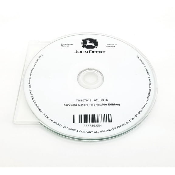John Deere XUV625i Gator Technical Manual CD - TM107019CD