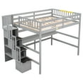 thumbnail image 2 of Grey Loft Bed With Desk, Storage Shelves And Reliable Staircase For A Secure Peaceful Bedroom Full Size - Elevate Your Bedroom's Practicality Style, 2 of 7