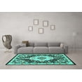 thumbnail image 3 of Ahgly Company Machine Washable Indoor Rectangle Medallion Turquoise Blue Traditional Area Rugs, 2' x 4', 3 of 4