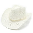 thumbnail image 5 of UJNDER Stylish Sun Hats for Outdoor Activities Shapeable Straw Cowboy Hat for Both Women and Men Ideal Summer Accessory with Unique Design White, 5 of 7