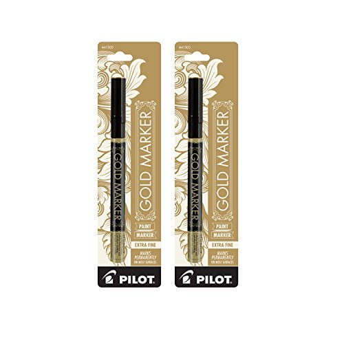 Pilot Gold Metallic Permanent Paint Marker, Extra Fine Point, 2PACK(41701)