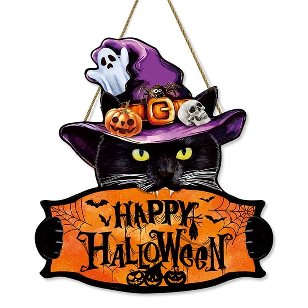 Cartel Colgante De Madera De Halloween, Placa De Bienvenida Para La Pared Del Salón, Adorno Decorativo Para Colgar.