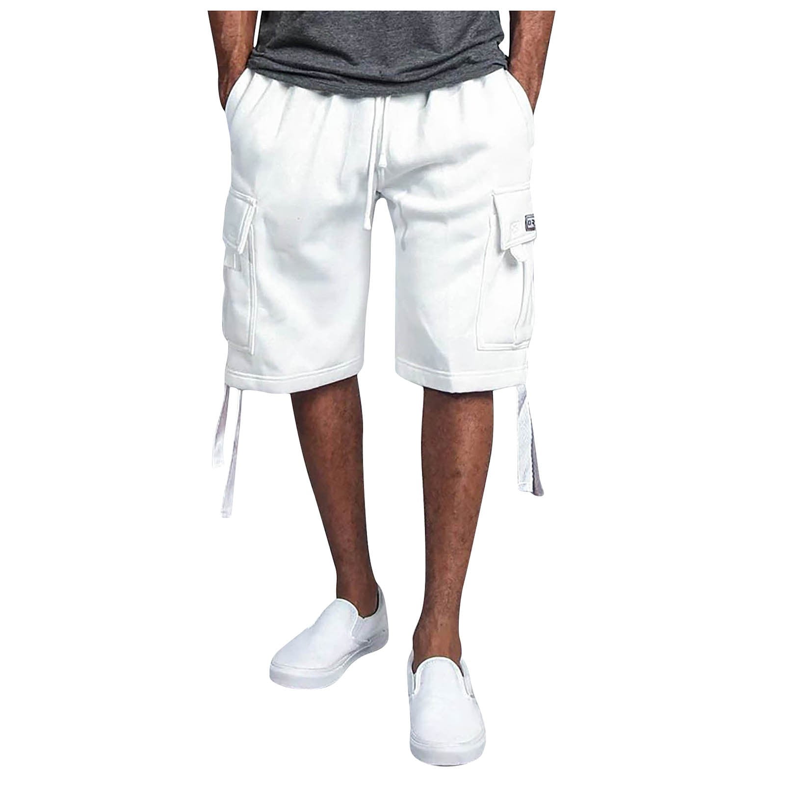 QWANG Men's Cargo Shorts Elastic Waist Relaxed Fit Cotton Casual