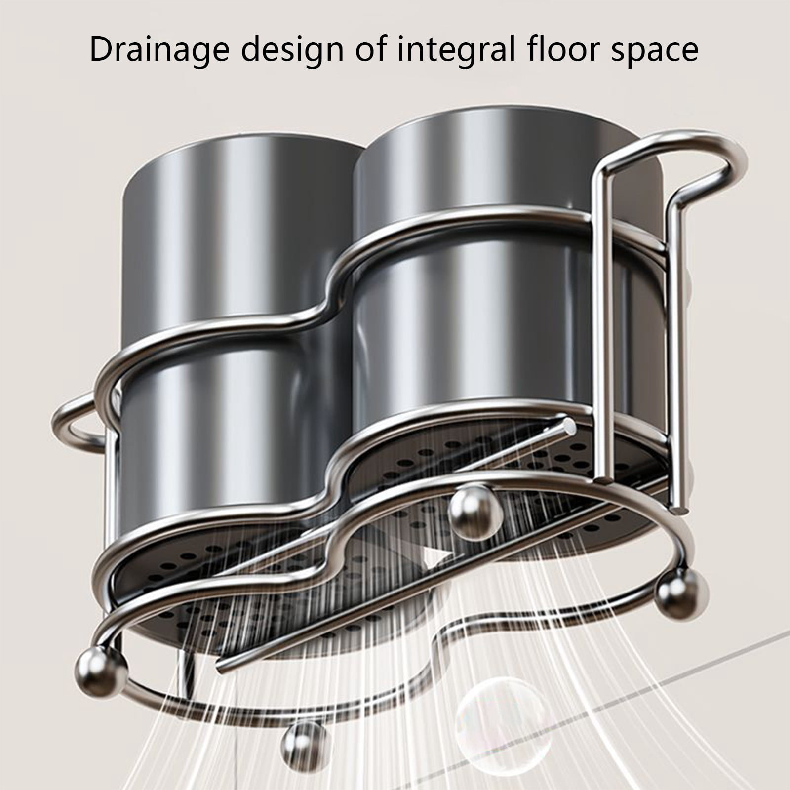AYktou Metal Utensil Holders, Kitchen Countertop Silverware Organize Tool Stand, Tableware Storage Bucket Spoon Holders with 2 Compartments, Knife Fork Draining Rack Tool Caddy Cutlery Organizer