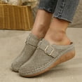 thumbnail image 2 of LOVZFMLL Clogs for Women Mules Slip On Closed Toe Sandals Summer Hollow Shoes Dressy Comfortable Walking Wedge Clogs Beige 7, 2 of 4