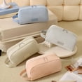 thumbnail image 3 of Large Capacity Cosmetic Bag Toiletries Storage Bag with Handle Single Stripe Cosmetic Bags Sweet Color Lipstick Storage Bags for Travel Home Indoor, 3 of 3
