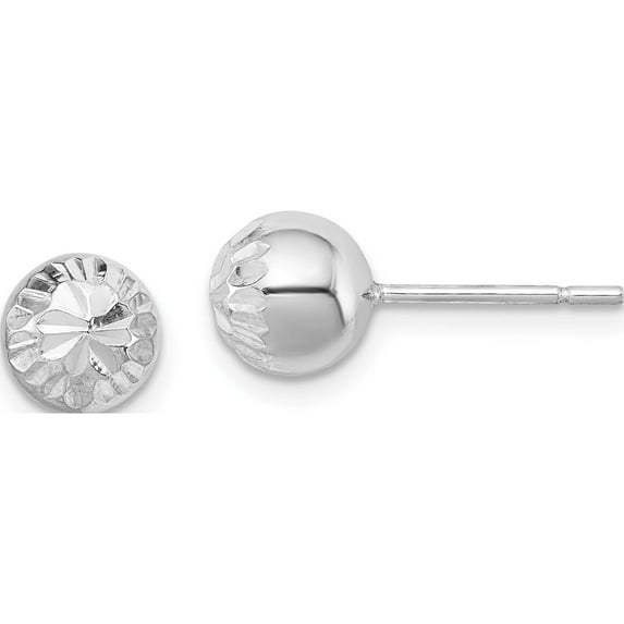 Sterling Silver Rhodium Plated 7mm Diamond Cut Post Earrings (7 X 7) Made In India qe8618