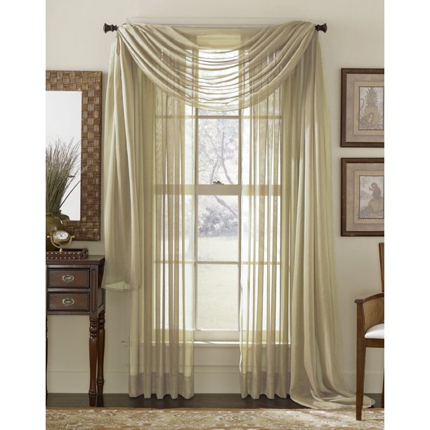 3 Piece Sheer Panel & Scarf Window Treatment Set Decotex Walmart