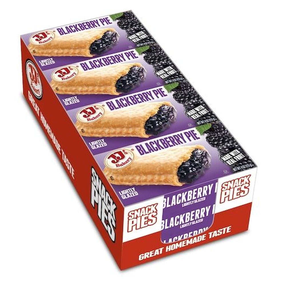 JJ's Bakery Blackberry Snack Pies, Individually Wrapped, Nut-Free, Kosher Parve, 4 oz, Case of 48