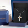 thumbnail image 5 of Gem Stone King 925 Sterling Silver Lab Grown Diamond and Yellow Sapphire Cross Pendant Necklace for Women | 2.62 Cttw | Gemstone April Birthstone | Oval 6X4MM | With 18 inch Chain, 5 of 6