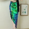 thumbnail image 2 of Kilaqueen Skirts for Women Sparkle Sequin Elastic Waist Side Slit Midi Skirt Fashion Concerts Night Out Club Party Skirts, 2 of 6
