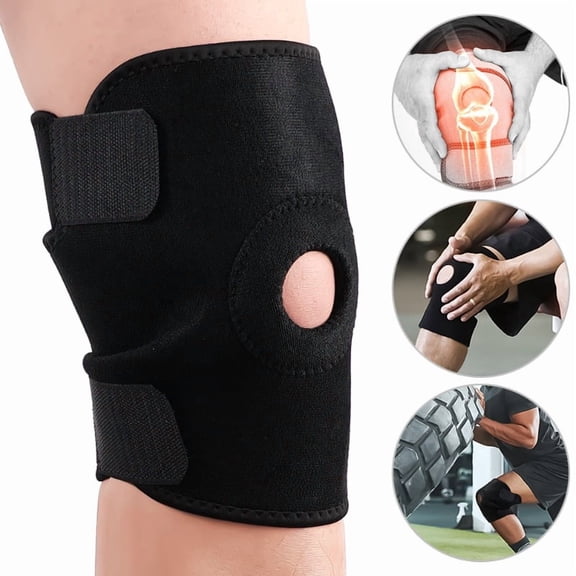 Adjustable Open Patella Knee Support, Elastic Breathable Knee Pad with Strap for Running Fitness Sports