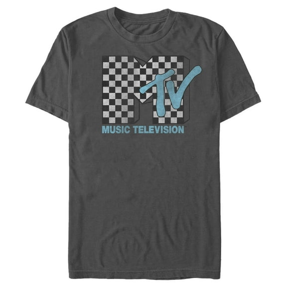 Men's MTV Checkered Logo Graphic Tee Charcoal Medium