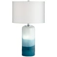 thumbnail image 2 of Possini Euro Design Roxanne Coastal Table Lamp 25" High White Blue Glass with LED Nightlight Drum Shade for Bedroom Living Room Bedside Nightstand, 2 of 8