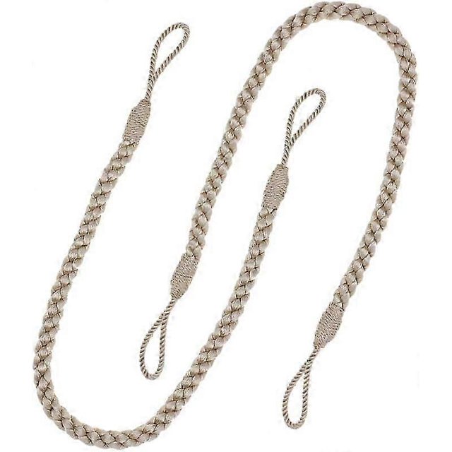 2pcs Curtain Tiebacks Ropes, Decorative Handmade Tie Backs Curtain Holdbacks Holders Cord for Window Sheer Drapes Indoor Outdoor, Beige