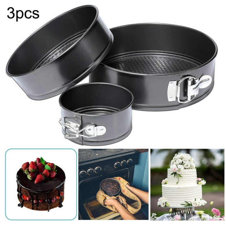 Set of 3pcs Kitchen Springform Pan Tiered Cake Pans 4 7 9 Carbon Steel Oven  Cake Bakeware for Cheesecake