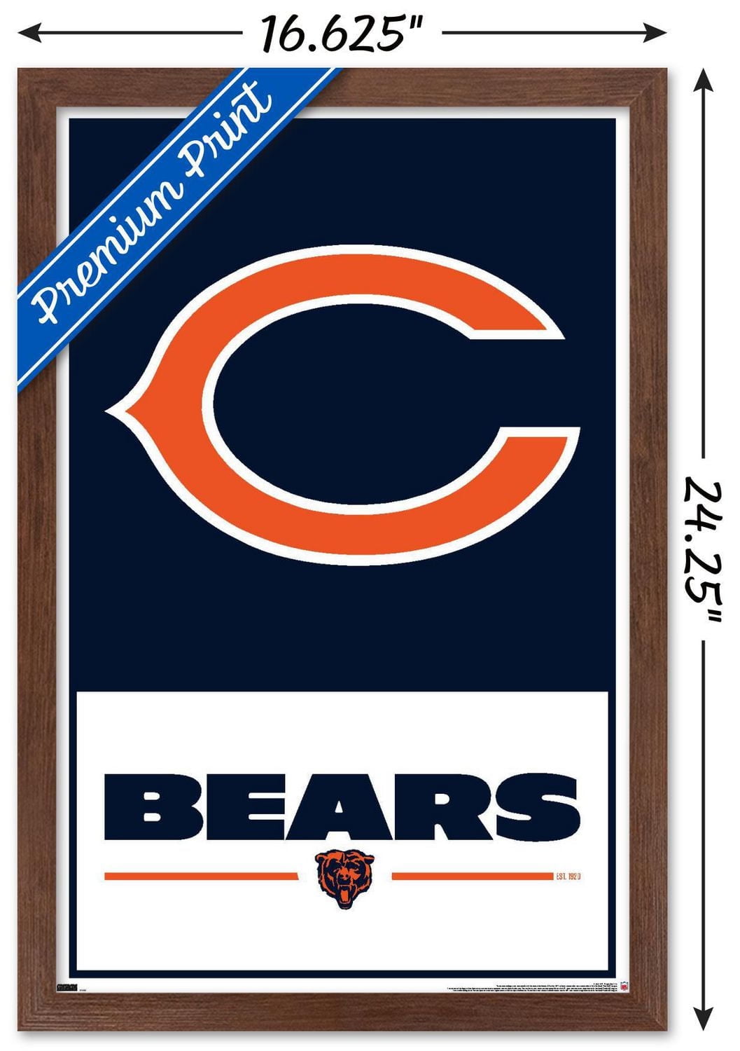 NFL Chicago Bears - Logo 21 Wall Poster, 22.375" x 34" Framed