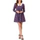 thumbnail image 2 of INSPIRE CHIC Women's Contrast Peter Pan Collar Metallic Stars Long Sleeve Dress Purple M, 2 of 5