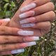 thumbnail image 1 of Foccna Degradado Rosa Prensa en Uñas Ataúd Uñas postizas largas Bling Uñas postizas Diseño de diamantes de imitación Uñas blancas Cubierta completa Puntas de uñas postizas 24 piezas, 1 of 1
