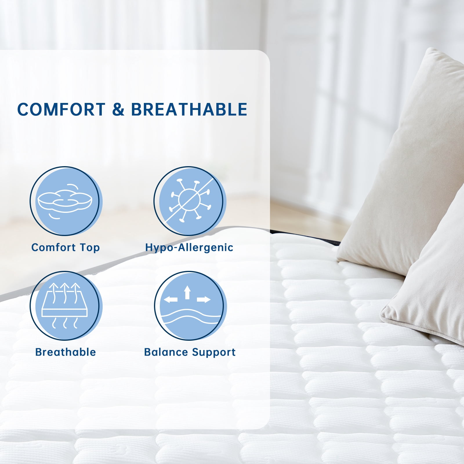 Twin Mattress, 8 Inch Hybrid Mattress in a Box, Gel Memory Foam Mattress, Individually Wrapped Pocket Coils Innerspring Mattress, Support & Pressure Relief, Medium Firm Feel, 39"*75"*8"