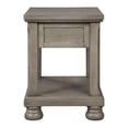 thumbnail image 4 of Benzara 1 Drawer Wooden End Table with Bun Feet and Open Bottom Shelf, Gray, 4 of 5