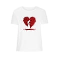 thumbnail image 4 of Hyknon Hauts pour Femmes Mode Été Saint-Valentin Imprimé Col Rond Manches Courtes Col Rond Haut/chemise Chandail Doux Polyvalent pour Sortir, 4 of 4