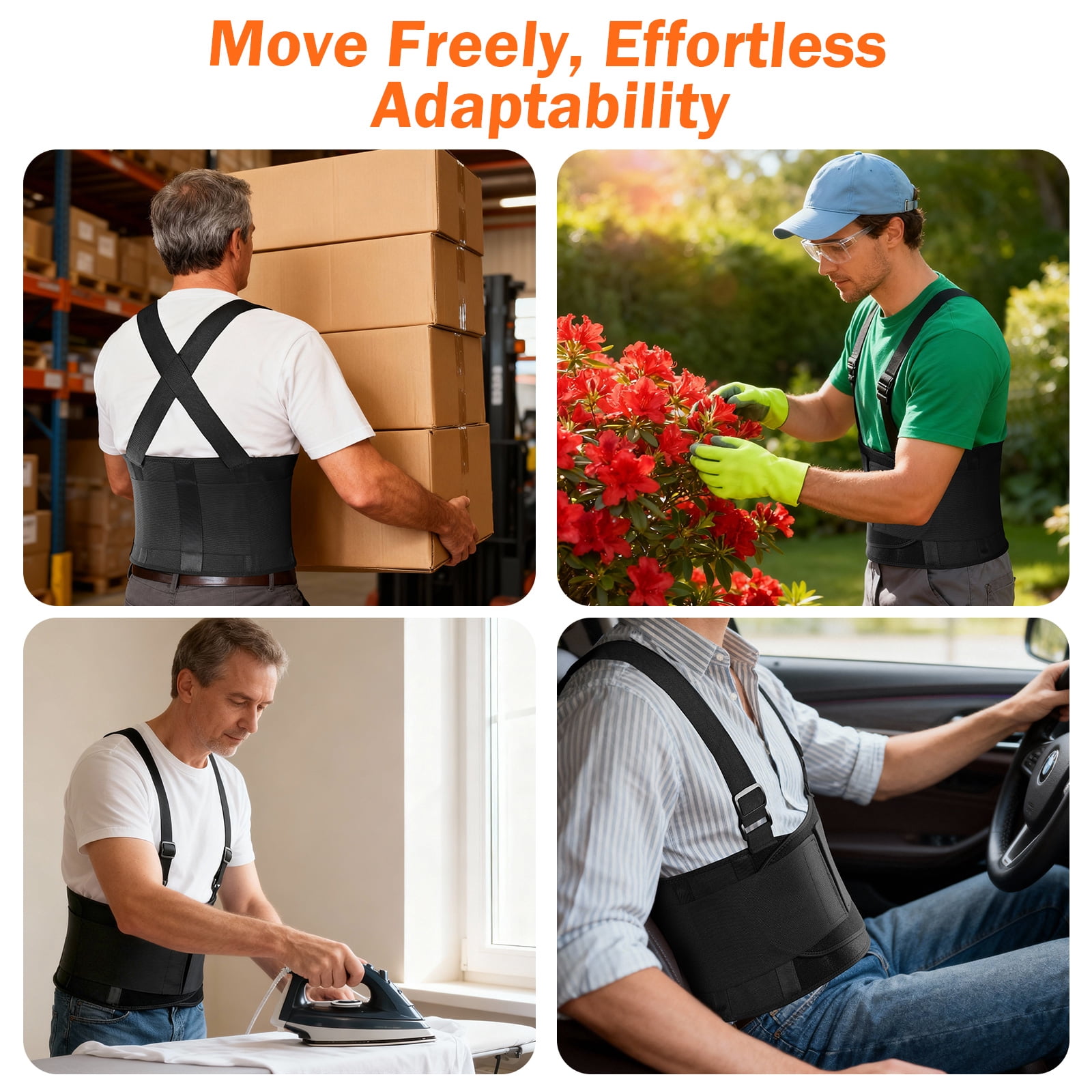Back Brace for Lower Back Pain Back Support Brace Relief with 4 Stays, Breathable Back Support Belt for Heavy Lifting Work, XL