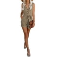 thumbnail image 5 of Women Solid Color Rompers Deep V-Neck Sleeveless Summer Short Jumpsuits, 5 of 9