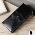 thumbnail image 5 of Cartera grande de piel vintage para mujer - Cartera de piel para mujer con protección RFID - Cartera para mujer con 13 ranuras para tarjetas y bolsillo para teléfono móvil, piel sintética negra, 5 of 5