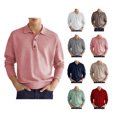 thumbnail image 4 of Haut Décontracté pour Hommes Col Rabattu Boutons devant Manches Longues Respirant Coupe Décontractée pour Automne Rose L, 4 of 6
