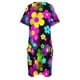 thumbnail image 5 of Vestido elegante de lujo para mujer, estilo retro de los años 60, con pequeñas flores, varios colores sobre negro, holgado y con bolsillos, 2025, largo., 5 of 7