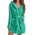 thumbnail image 1 of WZXFASHION Robe de Pyjama en Peluche à Manches Longues avec Poche et Capuche pour Femmes, Couleur Unie, Vert, Taille g, 1 of 6