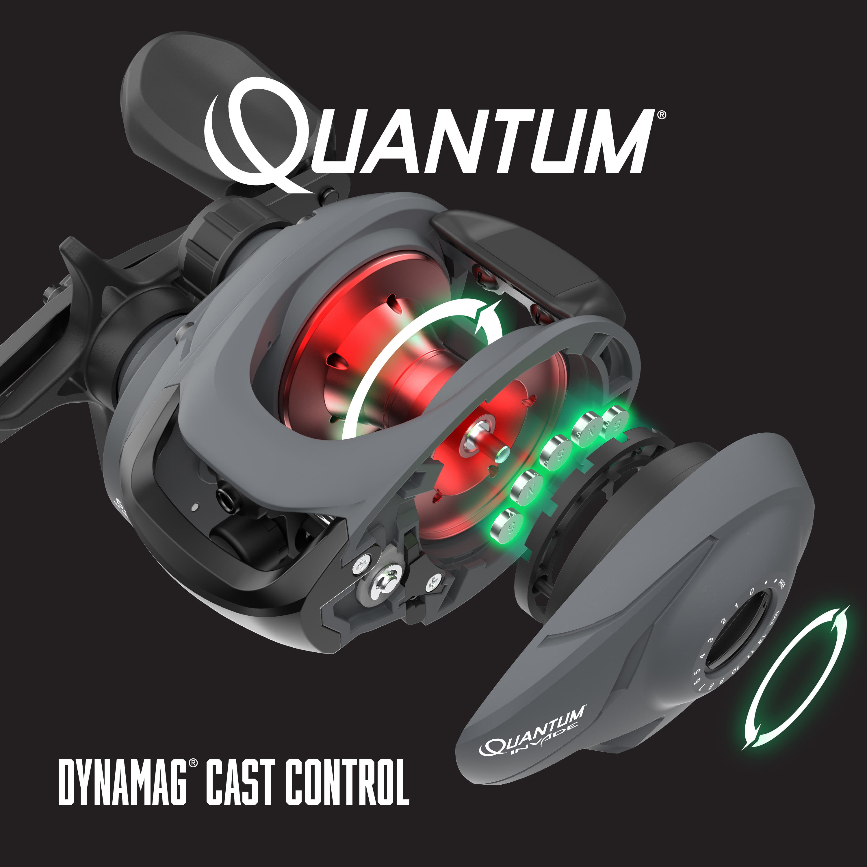 Quantum Invade Baitcast Reel 6.1-1 4 1 Right Hand Dark Gray INV100S.BX3 for  sale online