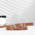 thumbnail image 2 of harmtty Women Adjustable Belt Faux Leather Waist Belt Korean Style Adjustable Buckle Belt Women Faux Leather Belt Skirt Jeans Decorative Waistband Fashion Camel, 2 of 8