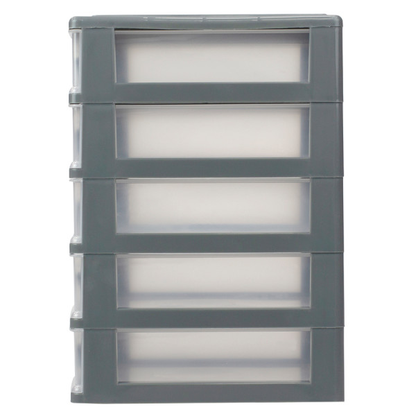 Home Basics 5-Tier Plastic Drawer Organizer, Grey, 2 Pack