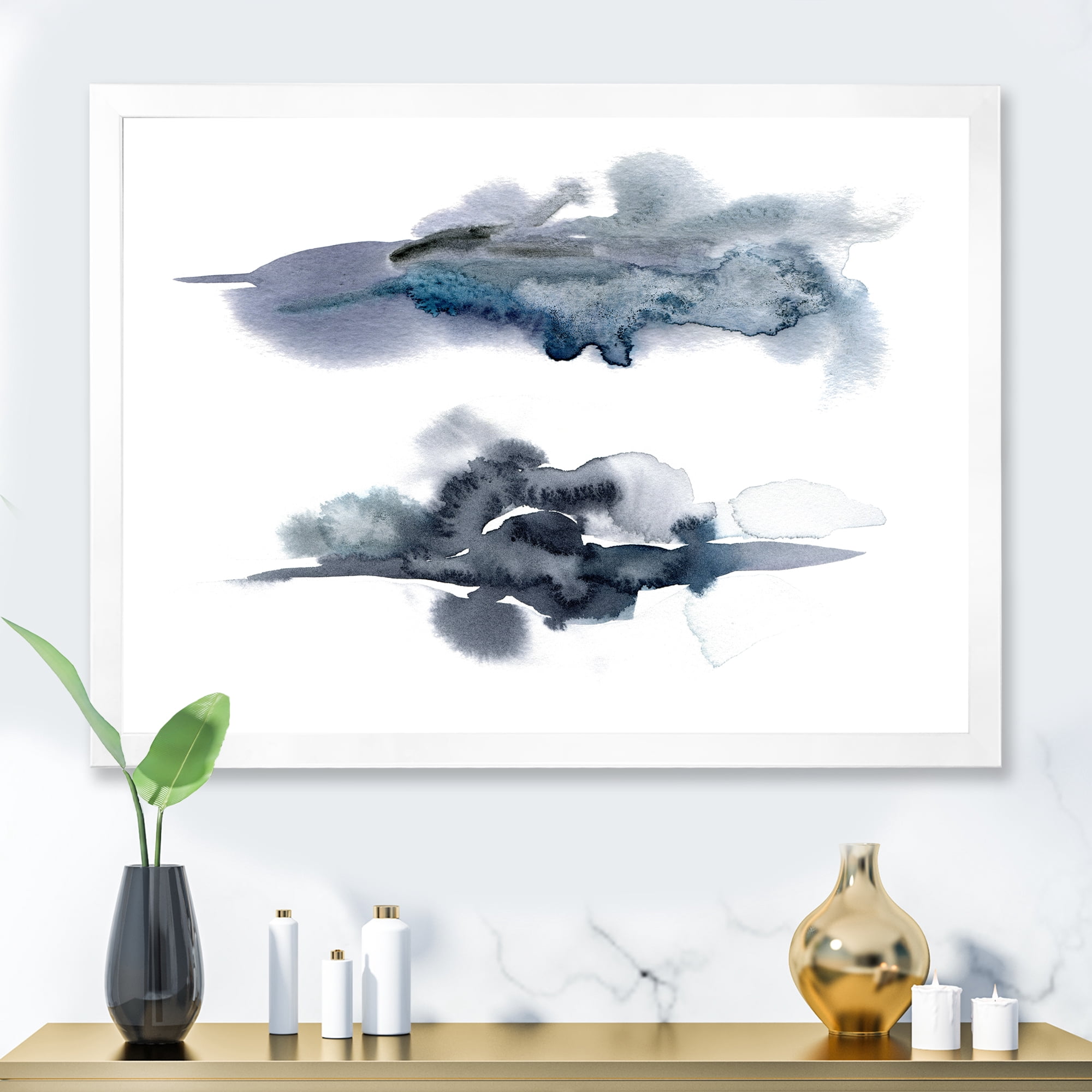 Designart 'Abstract Of Clouds Dark Blue Colored I' Modern Framed Art Print