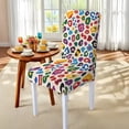 thumbnail image 4 of TSOVTHRID Colorful Leopard Print 7 Pcs Tablecloth Chair Covers Set, Rectangle Table Cloth Washable Chair Seat Protector with Elastic Bottom for Kitchen Banquet Party Decor, 4 of 6