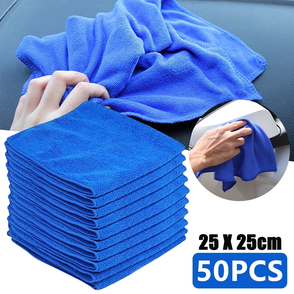10Pcs Blue Microfiber Cleaning Auto Car Detailing Soft Cloths Wash Towel Duster 